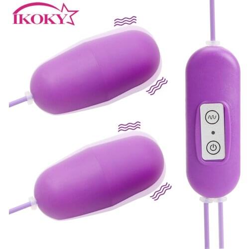 IKOKY Dual Vibrator 12 Frequency Vibrating Egg Clitoris Stimulator USB Adult Product Sex Toys For Women Female Masturbation