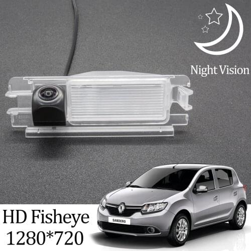 Owtosin HD 1280*720 Fisheye Rear View Camera For Renault Sandero 2012 2013 2014 2015 2016 2017 2018 2019 Car Parking Accessories