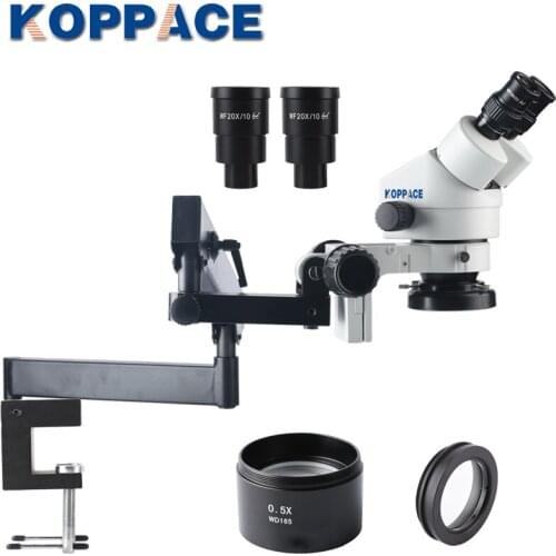 KOPPACE 3.5X-90X Binocular Stereo Microscope Eyepiece WF10X/20,WF20X/10 Desktop Clip-on Bracket Mobile Phone Repair Microscope