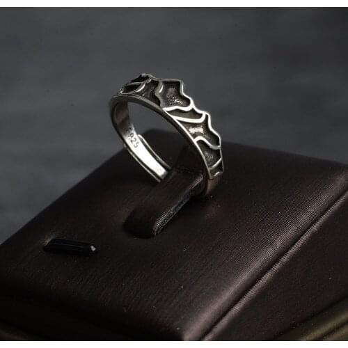 Handmade " Mu Xi Xing Chen" Couple Sweet Romantic Love Tibetan Silver Female Resizable Opening Ring Men 925 Retro Anel