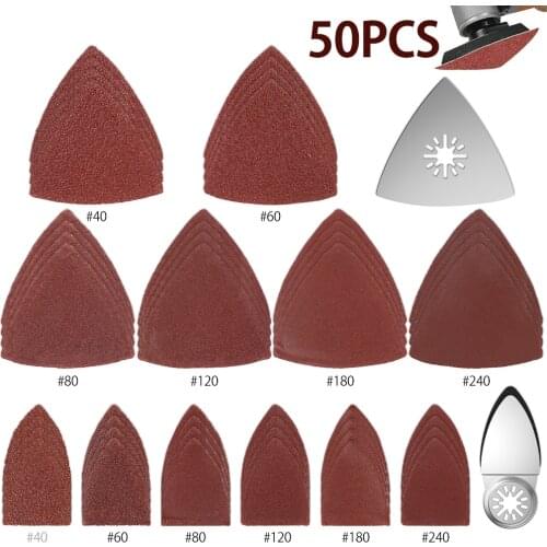 50pcs Mix Sanding Paper Kit +2Pcs Sanding Pad Oscillating Multi-tool Sandpaper Triangle Oscillating Pads Sandpaper Power Tools