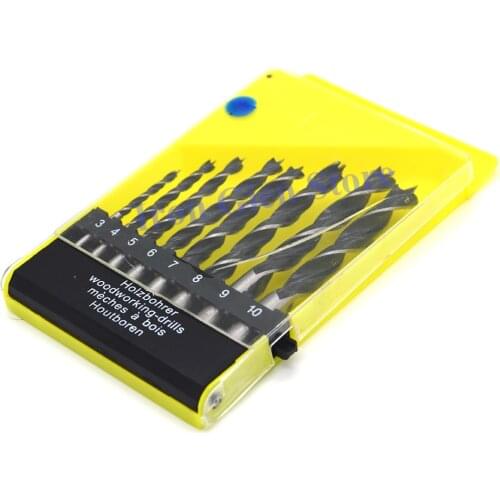 8pcs Woodworking Twist Drill Bit Set 3-10mmThree-Pointed Round Shank Carbon Steel Drilling Tools for Wood Furnture Cabinet