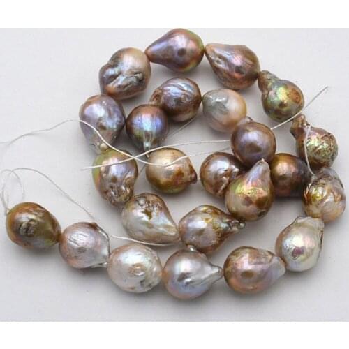 Natural 14x18mm Multicolor Baroque Edison Reborn Keshi Pearl loose beads 15"AAA