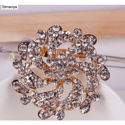 New Fashion Women brooch pins Scarf buckle wedding rhinestone crystal flower brooch pin gift jewelry wholesale H1010