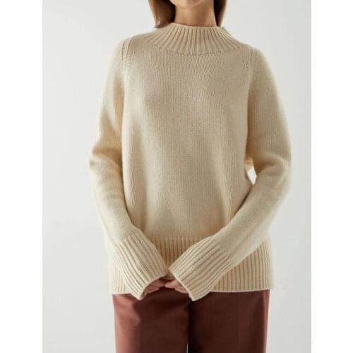 2021 Spring and Autumn New Long-sleeved Small High-neck Knitted Pullover Loose Wild Sweater