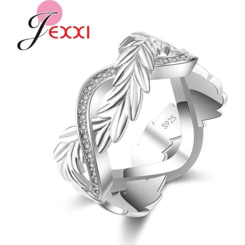 New Fashion Feather Rotation Real 925 Sterling Silver Rings Fast Shipping Ring Austrian Crystals Dropshipping High Quality