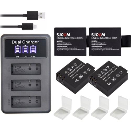Original S009 SJ4000 Air Battery +3Ports Displaycharger for SJCAM sj4000 battery SJ8000 sj9000 M10 eken H9 SJ5000 Wifi
