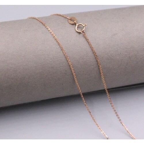 Genuine Real 18K Rose Gold Thin 0.7mm O Cable Link Chain Necklace For Woman 18inch Stamp Au750