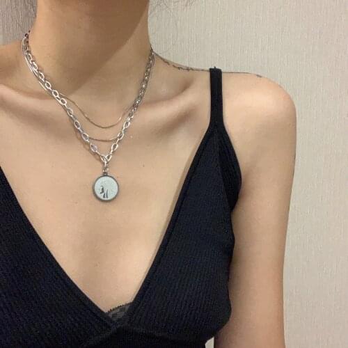 Hiphop Multi Chains Chokers Necklaces for Women Vintage Metal Coin Pendant Necklace Statement Jewelry Femme Punk Bijoux 2020