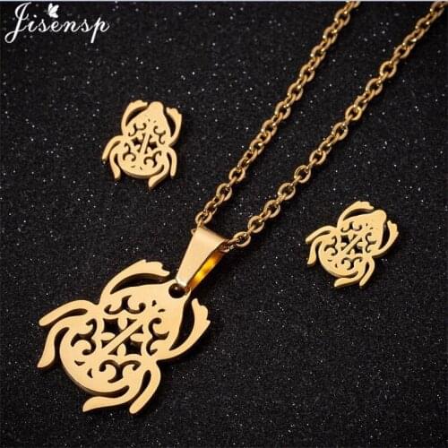 Jisensp Egyptian Scarab Beetle Pendant Necklace Ethnic Animal Stainless Steel Necklace for Women Kids Christmas Jewelry collier