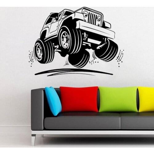 Big Car Machine Jeep SUV Truck Garage Decor Wall Sticker Vinyl Interior Design Decals Removable Self Adhesive Transfer Film 4041