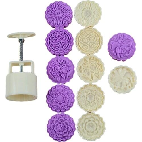 Plastic Mooncake Mold 100g 3D Flower Stamp Cookie Cutter Cake Mold Hand Pressure XX9B