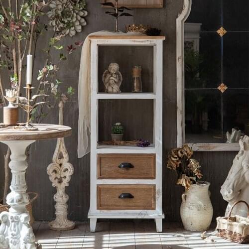 American Retro Solid Wood Shelf Rack Storage Cabinet Homestay Living Room Bedroom Decoration By The Wall High