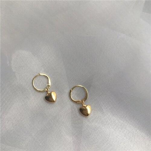 Drop Earring Women Simple Dangle Earrings Heart Ladies Fashion Jewelry Lady Korean Yellow Gold Color Trendy Zinc Alloy Kolczyki