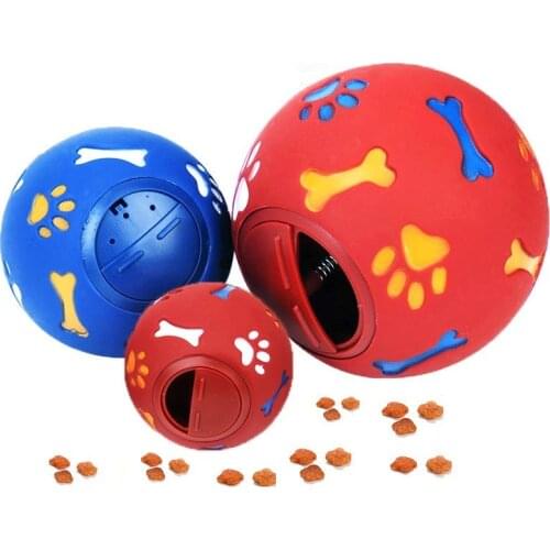 Dog Toy Rubber Ball Chew Dispenser Leakage Food Play Ball Interactive Pet Dental Teething Training Toy Blue Red Diameter 7.5cm