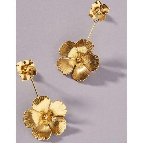 Alloy Flower Petal Earings Fashion Jewelry Bohemian Boho Gold Dangle Drop Wedding Earings for Women Aretes De Mujer Wholesale