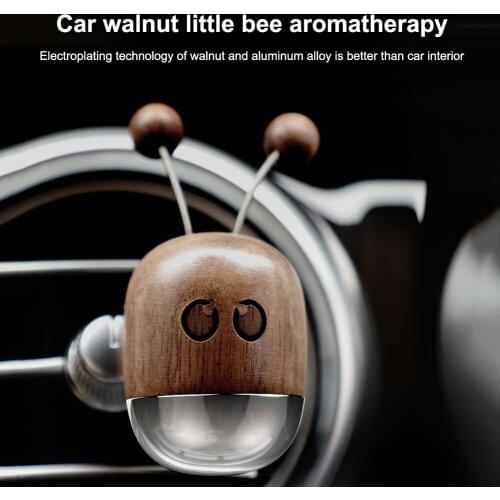 Cute Shaking Car Air Fresheners Little Bee Walnut Air Vent Clip Aromatherap Perfume Car Diffuser Interior Decoration Accessories