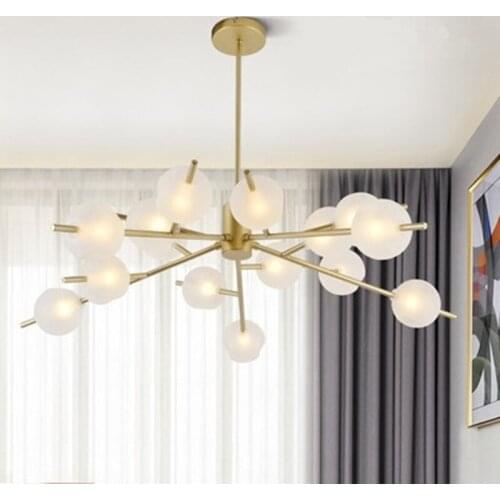 Nordic pastoral restaurant bar living room pendant light modern glass ball branch clothing store pendant lamp