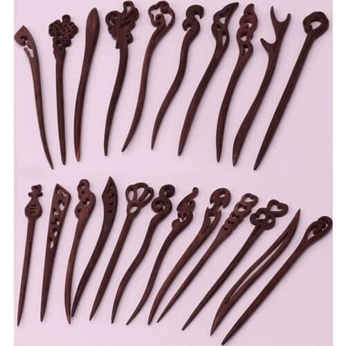 Antiquity Chinese Hanfu Cheongsam Hair Stick Classical Vintage Sandalwood Wood Hair Sticks Boutique Carve Hairpins Styling Tools