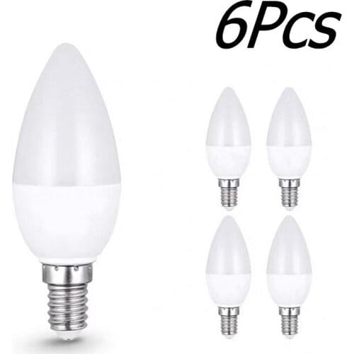 6Pcs/lot led Light bulb E27 E14 LED Lamp Indoor Warm Cold White Light 7W AC220V LED Candle Bulb Home Decor Chandelier