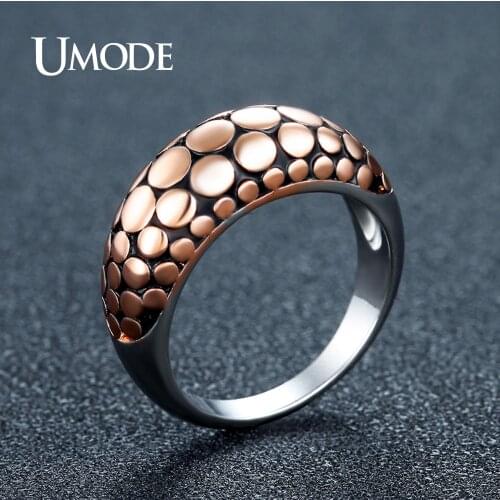 UMODE Charm New Round Serpentine Dome Rings for Women Rose Gold Color Vintage Cocktail Rings Party Jewelry Aneis Feminino UR0389