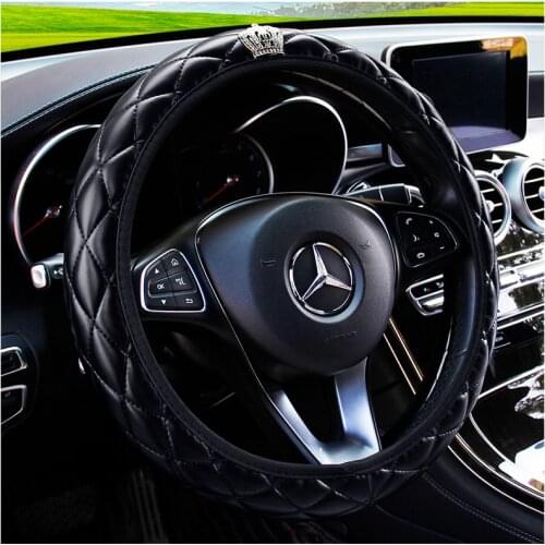 Universal Car PU Leather Steering-Wheel Covers Anti-slip Skidproof Durable 38CM/15" Dynamic Fibre Handmade Steering Wheel Cover