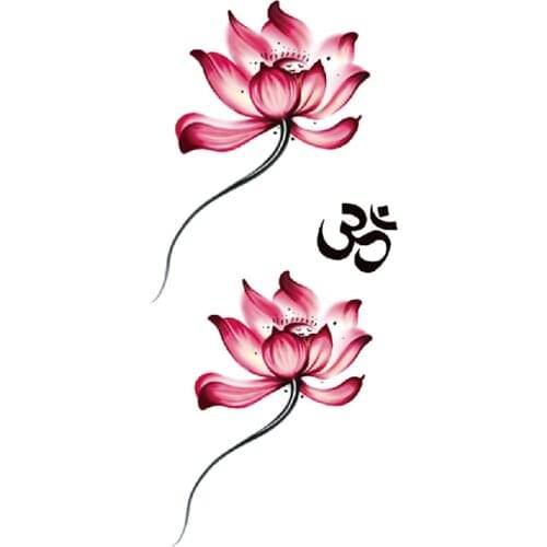 Waterproof Temporary Tattoo Sticker Watercolor Lotus Flowers Totem Design Fake Tattoos Flash Tatoos Arm Body Art for Women Girl