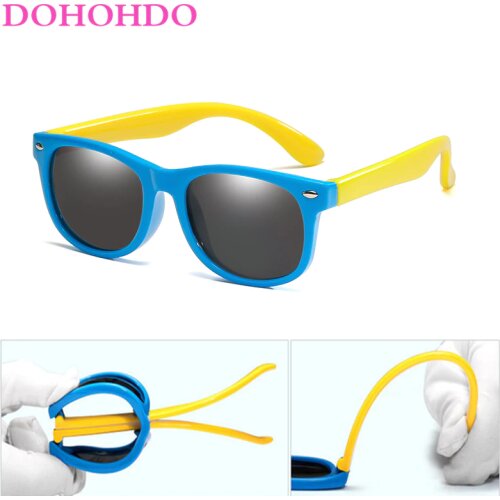 DOHOHDO Girls Boys Sunglasses Kids Sun Glasses Children Glasses Polarized Lenses TR90 Silicone UV400 Child Mirror Baby Eyewear