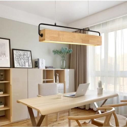 Japan Wooden Led Pendant Light Fixture Modern Metal Rod Hanging Lamp Nordic Dining Room Restaurant Cafe Bar Indoor Lighting 220V