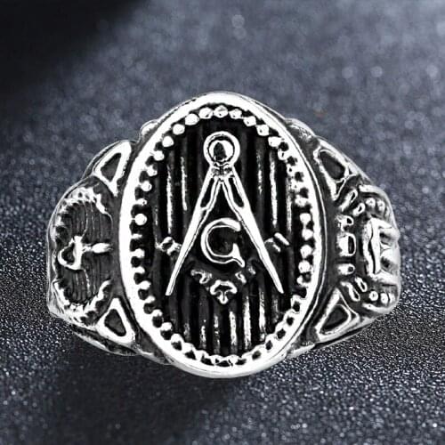 Stainless Steel Masonic-Freemasonry Punk Rock Hip Hop For Biker Male Boyfriend Jewelry Creativity Gift Wholesale