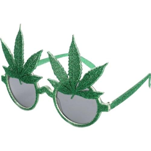 Green Shiny Maple Leaf Glasses Party Favors Accessories Event Eyewear Festive Party Supplies Decoration Costume Mask Props