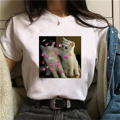 Women Lady Cartoon Cat Life Pet Cute Trend Fashion Print Tshirt Dogs Shirt Clothes Top Graphic Female T Tee Womens T-shirt