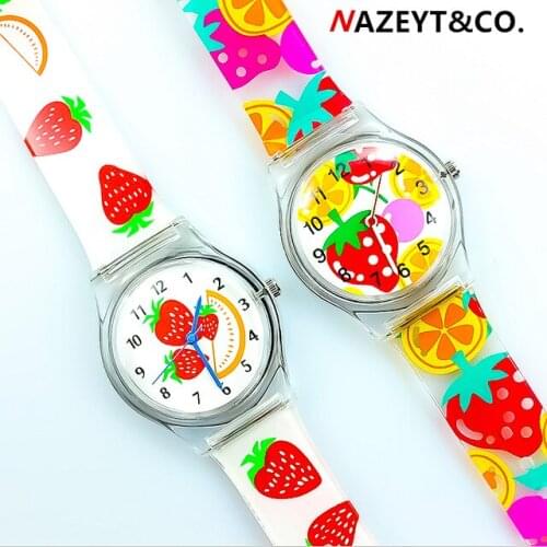 Nazeyt women girls Strawberry dial lovely fruit Ladies Hands Watch luxury brand children sports waterproof Silicone jelly clock