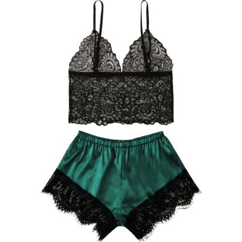 Women Pajamas Sleepwear Sexy Summer Lace Underwear Slim Pajamas Women Sexy V Neck Backless Pajamas Pajama suit