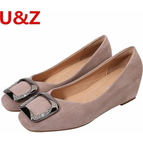 Comfy Square Toe Wedges Calf Leather Suede Women Shoes,Italy Fashion Teenagers Girls Students Shoes Black/Dark Nude/Apricot