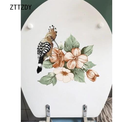 ZTTZDY 23.9*23.4CM Hand Drawn Flowers And Birds Pattern Wall Decal Home Rooms Decor Toilet Sticker T2-0232