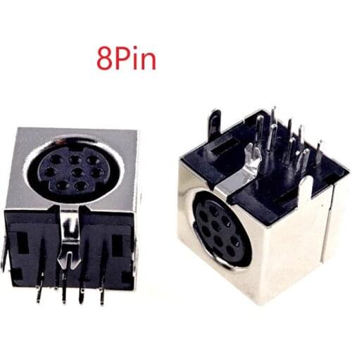 100pcs PCB Mount 8 Pin Female S Jack Video Mini Din Sockets Connector shield Right Angle DIP Mini Circular DIN Receptacle Socket