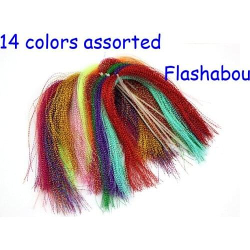 14Packs/Lot 14 Colors Shining Flashabou Multicolor assorted Fly Fishing Tackle Tying Flash Line DIY Jig for binding Hooks