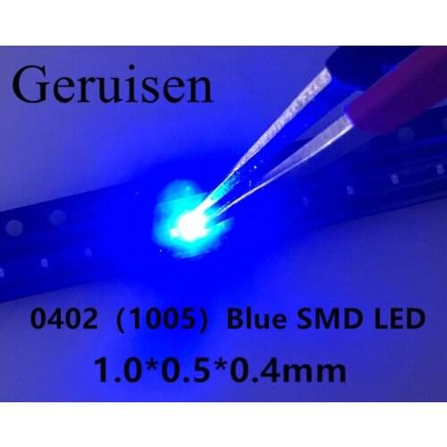 200PCS SMD/SMT 3V Ultra Bright Led Diode Chip Surface Mount 0402 1005 LED Diode Blue LED SMD 0402 High Quality