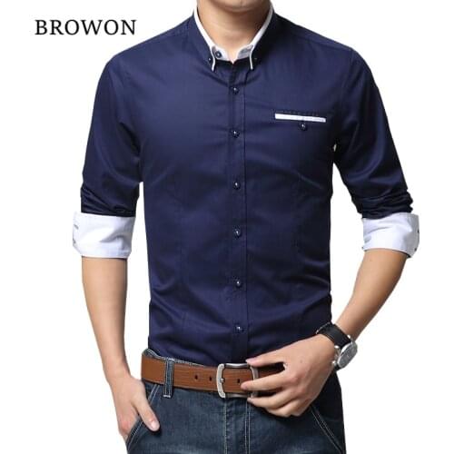 2021 New Arrival Men Casual Business Shirt Long Sleeve Korean Style Solid Color Cotton Mens Shirt Turn Down Collar Shirt for Men