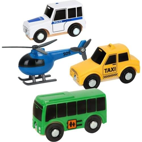 4pcs childrens toy car magnetic link can be connected to wooden train set track toy childrens puzzle hand push toy car