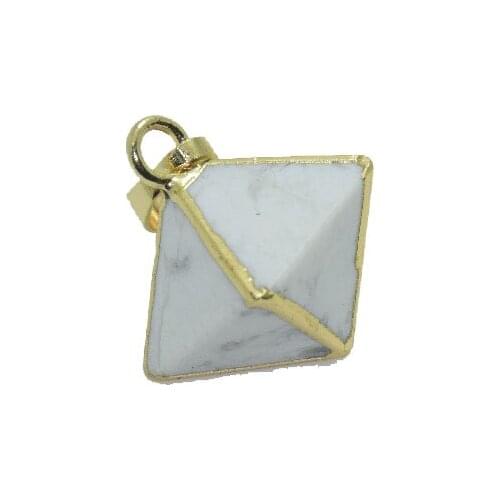 5pc Fashion Jewelry Natural stone statement healing point necklaces pendants female gold bezel howlite pendant 2018 jewelry make