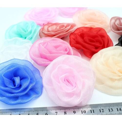 60pcs Organza Tulle Multilayer Rolled Rosettes - mix color - Rose Flowers -Hair Accessories - 2-2.5" Flowers - Rosettes - DIY