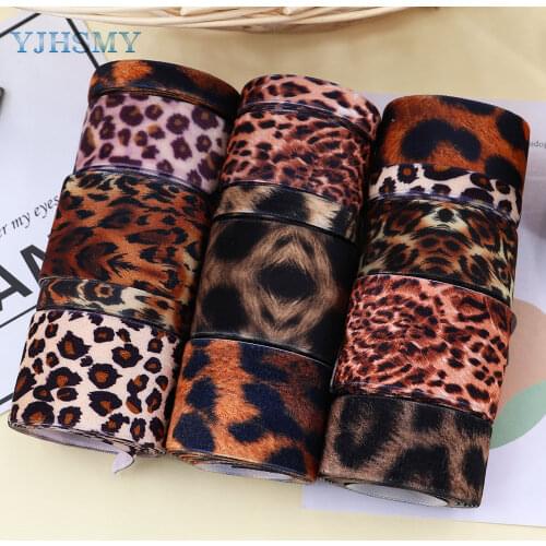 YJHSMY I-181109-189,10/25/38mm 5yards Leopard print Flocking Thermal transfer Printed grosgrain,clothing DIY handmade materials