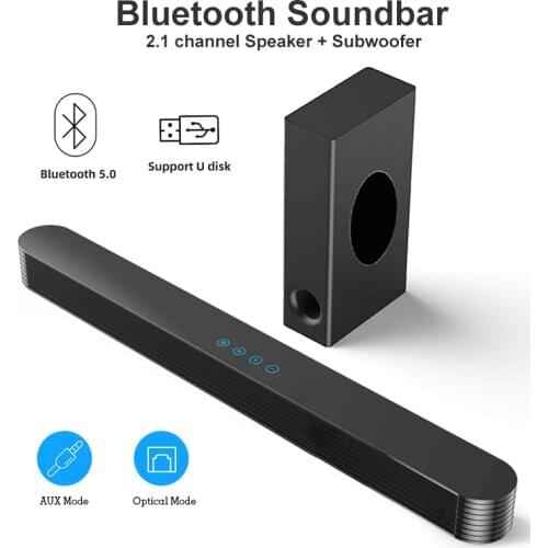 Bluetooth Soundbar with Subwoofer 120W Bluetooth Speaker for TV Bass Soundbar Adjustable Surround Sound Home Theater USB AUX