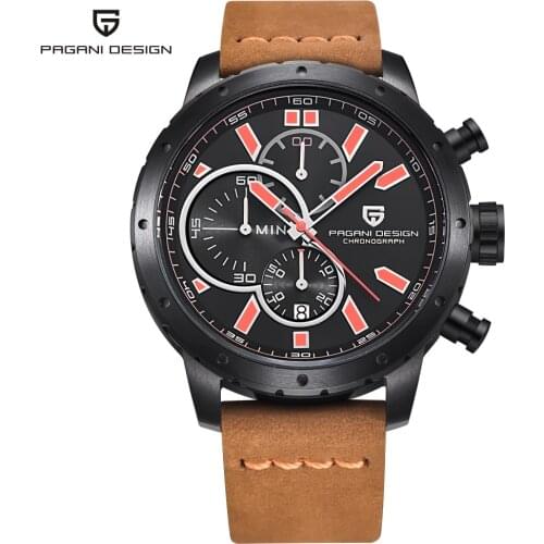 PAGANI DESIGN Watches Mens Waterproof Chronograph Sport Quartz Male Luxury Brand Military Leather Strap Clock relogio masculino