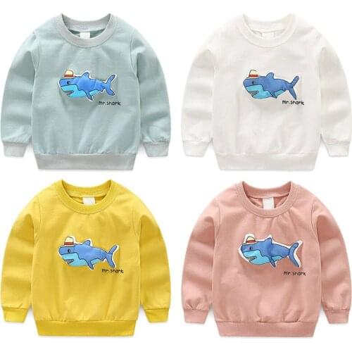 T Shirts for Baby Children Autumn Fashion Sweatshirt Toddler Boys Casual Clothing Cute Girls Cotton Clothes Funny Shark Pattern
