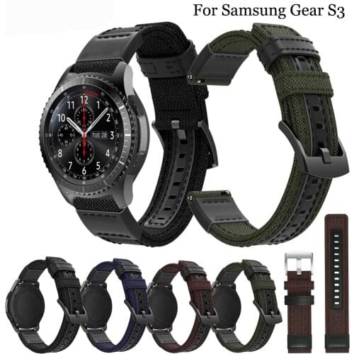 Canvas and classic men sport watch Strap For Samsung Gear S3 canvas watch wristband Bands Watch band 22mm Classic watchband