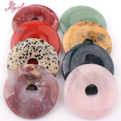 50mm Natural Donut Round Aventurine,Fluorite,Quartz,Stone Beads Pandant 1 Pcs,For DIY Necklace Jewelry Making,Free Shipping