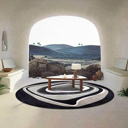 Home Carpet Round Rug Irregular Geometry Black Grey Rugs Undefined Modern Floor Mat Carpets For Living Room Carpets For Bed Room